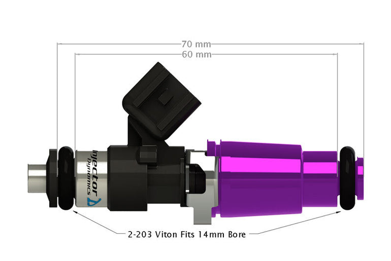 ID1050-XDS Injectors Set of 8, 60mm Length, 14mm Grey Adaptor Top, 14mm Lower Adaptor, Potted 4