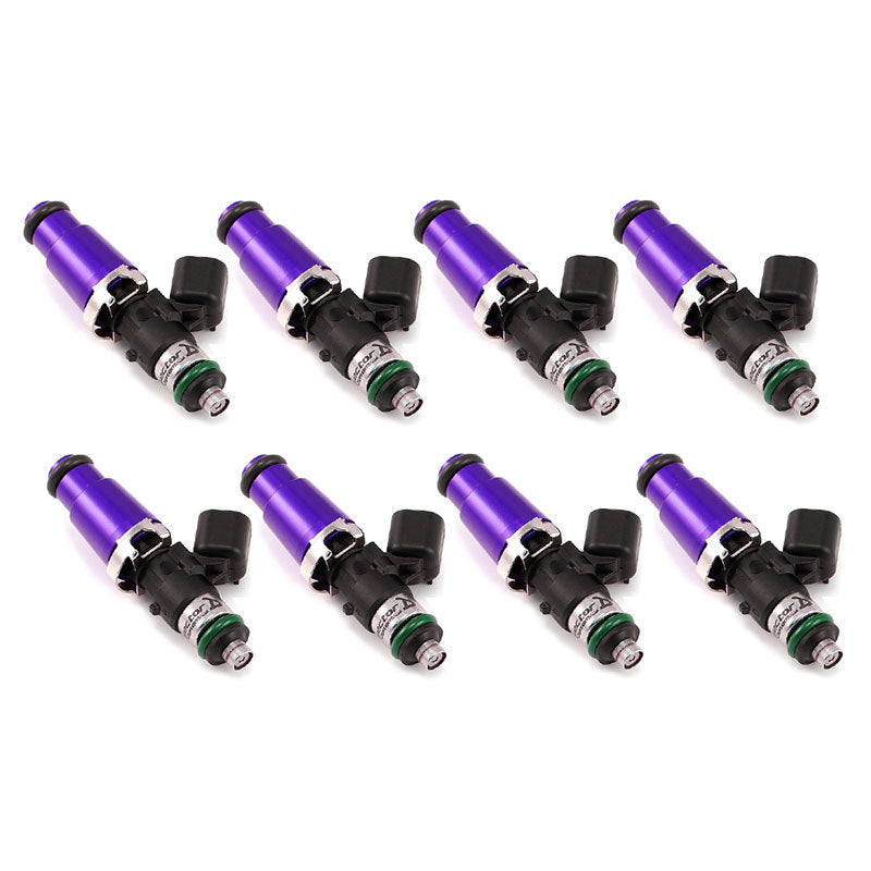 ID1700-XDS Injectors Set of 8, 60mm Length, 14mm Grey Adaptor Top, 14mm Lower Adaptor, Potted 4" Wires - Ford Falcon FPV GT FG/XR8 FGX (5.0L) Injector Dynamics